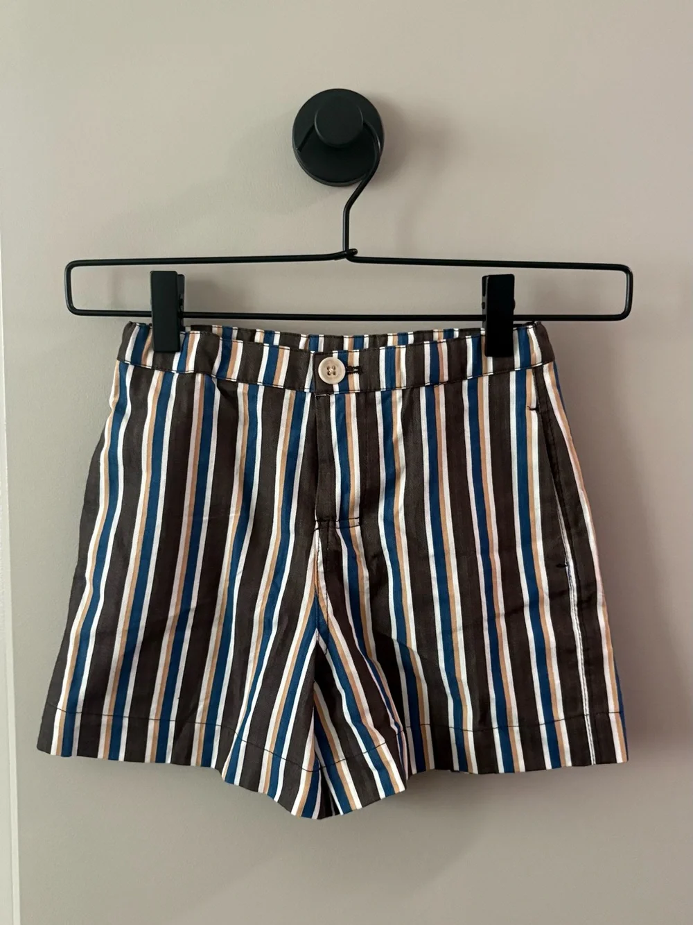 ZARA kids Collared Stripe Top — Navy, Brown & White
